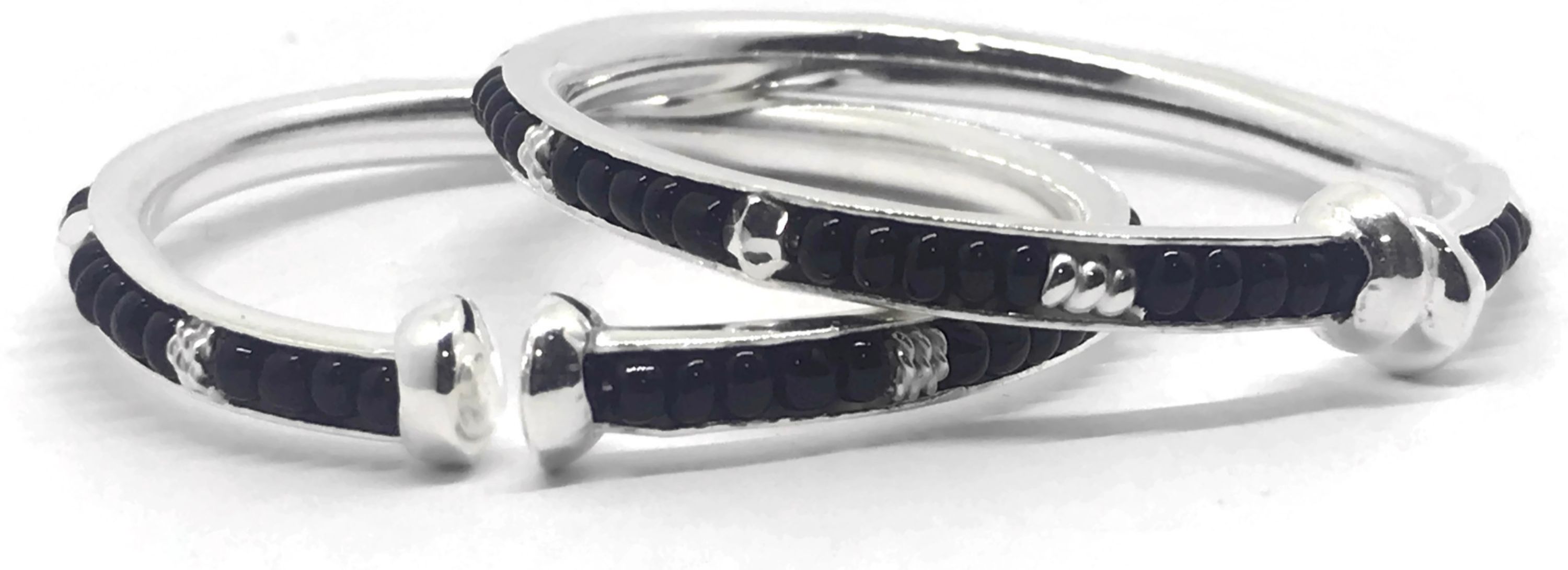 Baby silver bangles with sale black beads